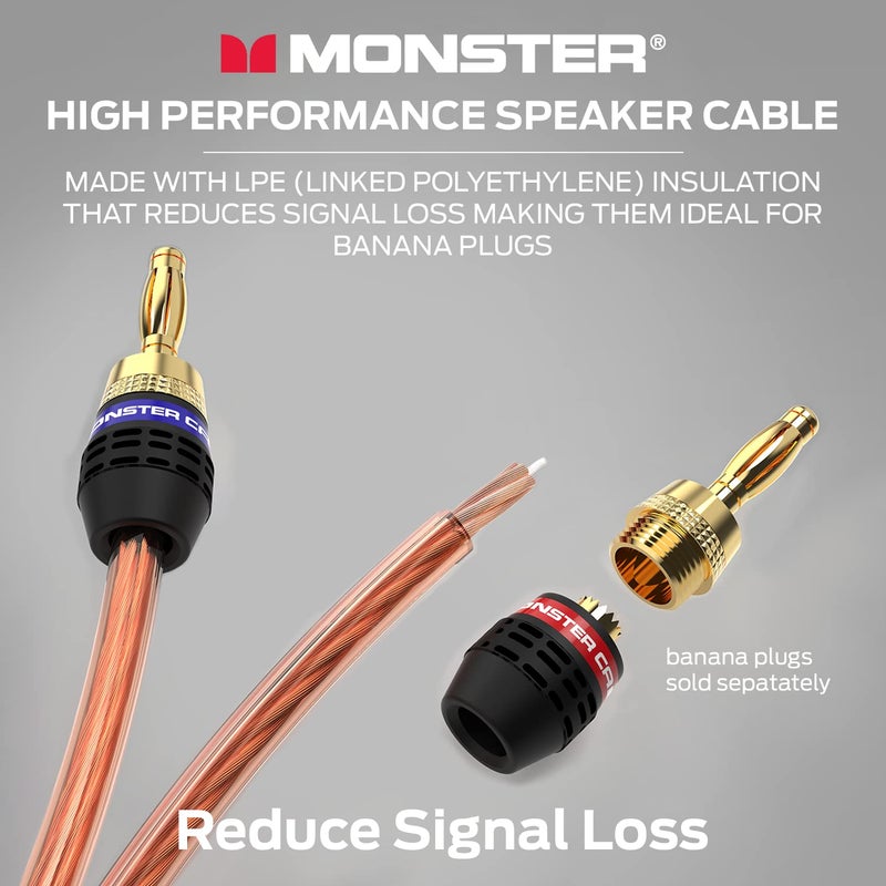 Monster XP 12 Gauge Speaker Wire Cable 50 FT Spool, Copper Clad Aluminum (CCA) Audio Wire with Polarity Markings, for Home Theater Speakers and Car Audio Systems - Image 4