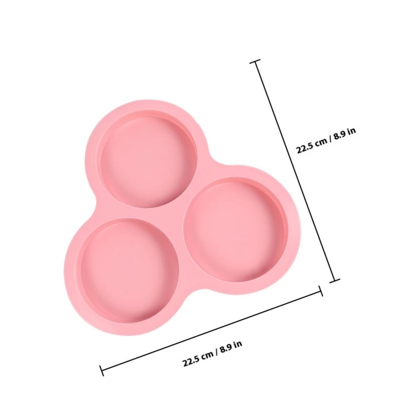 Pink Round 3 Cavity Silicone Chocolate Mold Non Stick DIY Baking Fondant Cake Tool - Image 3