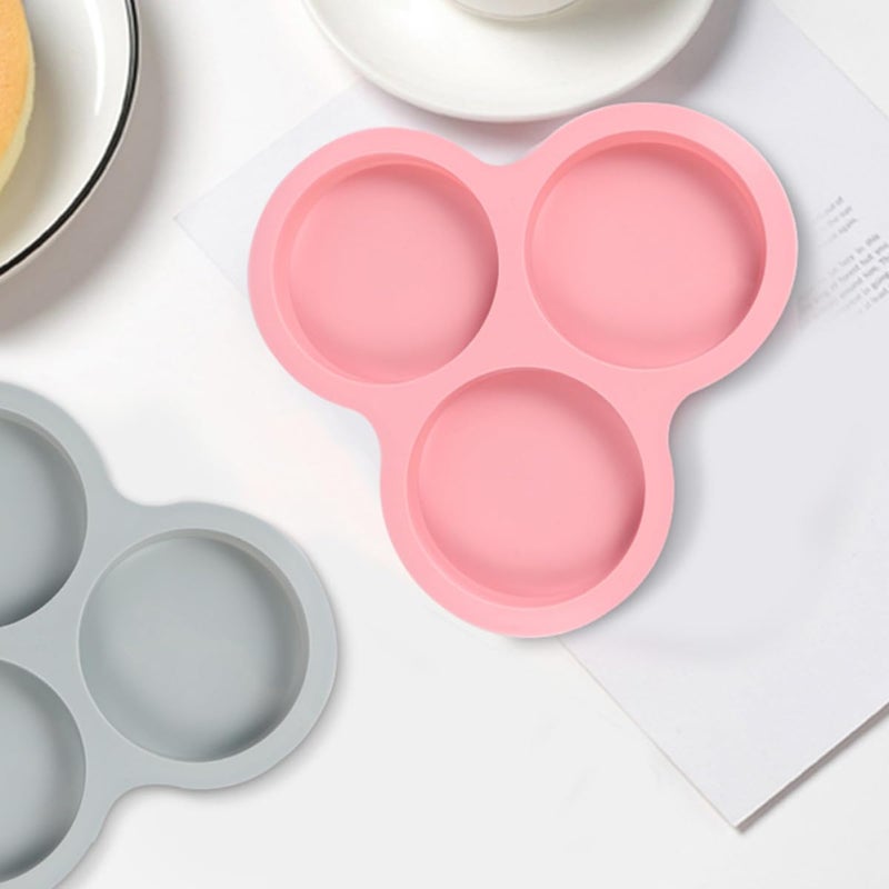 Pink Round 3 Cavity Silicone Chocolate Mold Non Stick DIY Baking Fondant Cake Tool - Image 5
