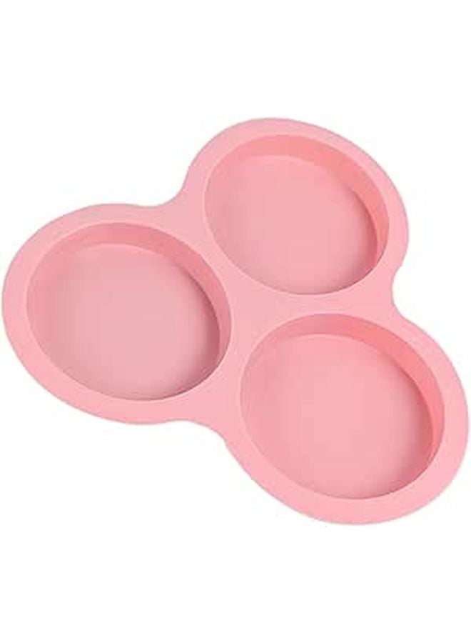 Pink Round 3 Cavity Silicone Chocolate Mold Non Stick DIY Baking Fondant Cake Tool - Image 1