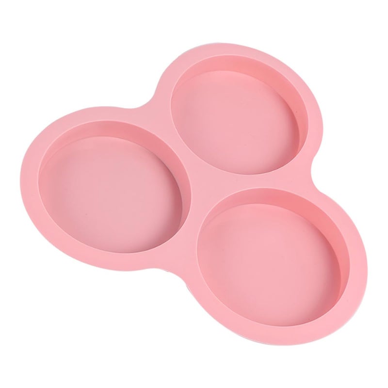 Pink Round 3 Cavity Silicone Chocolate Mold Non Stick DIY Baking Fondant Cake Tool - Image 2