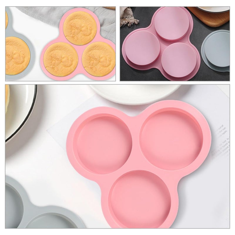 Pink Round 3 Cavity Silicone Chocolate Mold Non Stick DIY Baking Fondant Cake Tool - Image 4