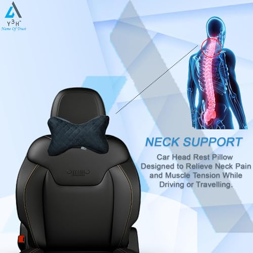 Y3H Car Neck Head Rest Pillow Premium Car Seat Neckrest Cushion Neck Support Pillow for Neck Pain Relief in Office, Driving - (Set of 2 pc) (Black Butterfly Size) - Image 3