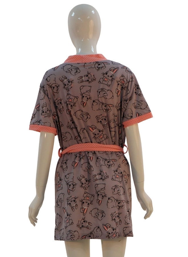 JOANNA JOANNA Women's Short Sleeve Robe Cami & Trouser 3 Pieces Set  Sleepwear with Removable Waist Belt, Grey  - Image 4