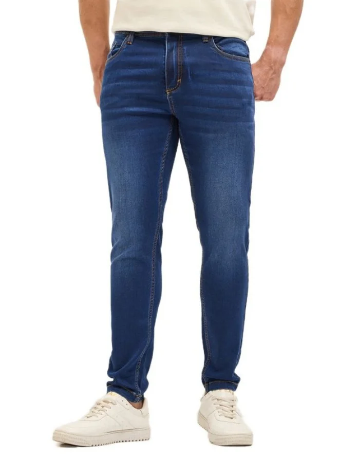 Men's Blue with Light Fade Mid-Rise Skinny Fit Jeans Classic Comfort With Modern Style, Perfect For Everyday Casual Looks And Effortless Streetwear Vibes