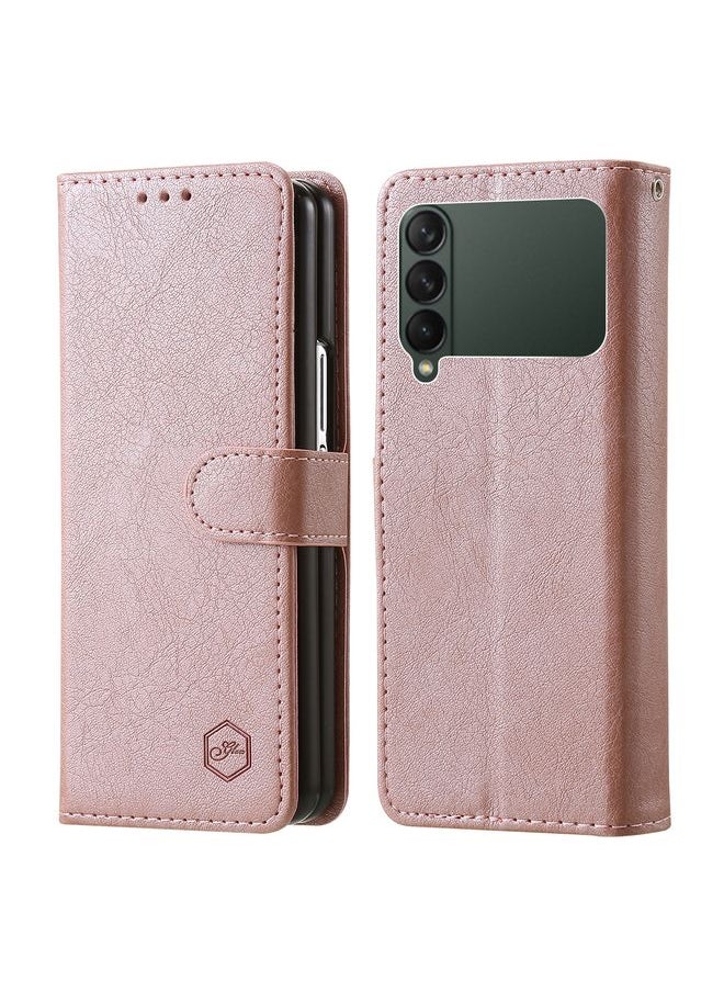 HuHa Case Cover For Samsung Galaxy Z Fold3 5G Skin Feeling Oil Leather Texture PU + TPU Phone Case Champagne 