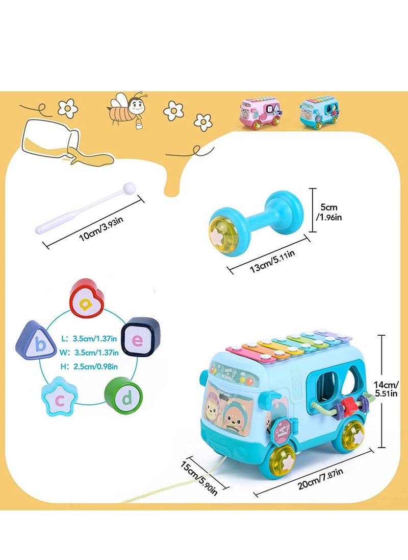 Baby Toys 12 18 Months Baby Musical Toys Toy Bus Includes Xylophone, Shape Sorter, Pull Along Toys for 1 Year Old Boys Early Educational Baby Toys 18 Months Best Gift for Boys Girls - Image 5