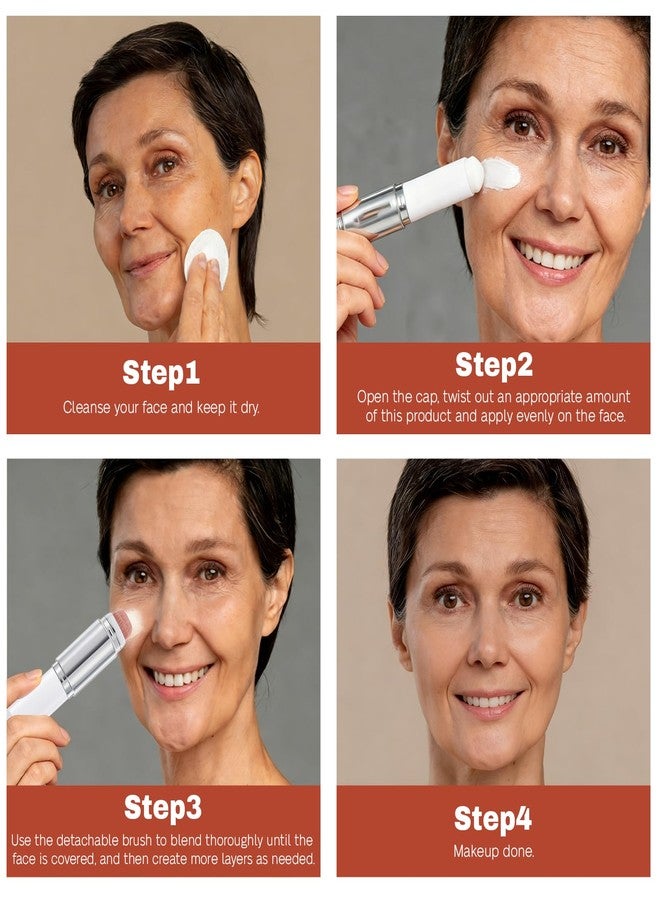 OETUIOW Color Changing Foundation Stick, 2-in-1 Dual-Ended Skin Matching Foundation with Detachable Brush, Lightweight Non-Greasy Moisturizing Face Makeup (3#Medium) - Image 5