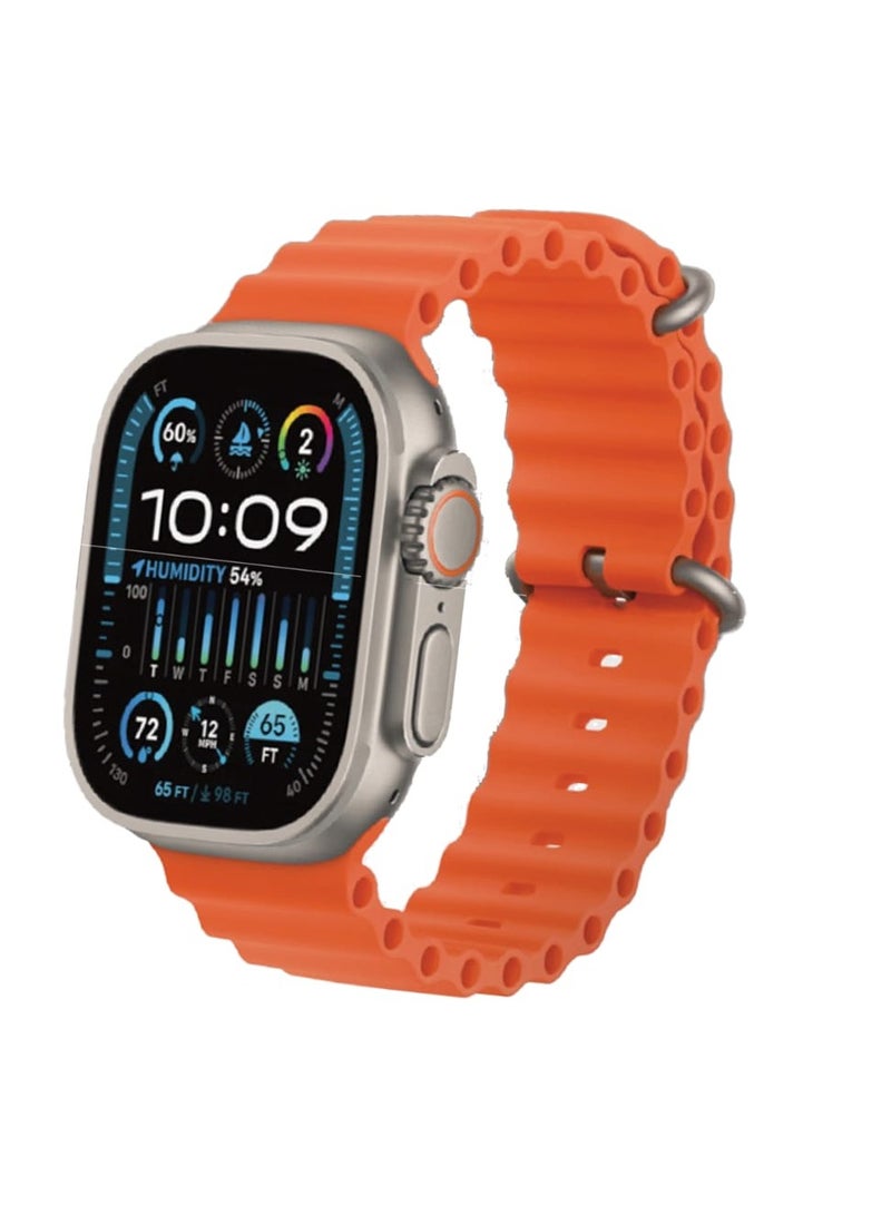 جولدن بلس ساعة ذكية  7 +1 مع مستشعر الاصبع للرد على المكالمات وحساب السعرات الحرارية و استقبال الرسائل و تدعم اللغة العربية تأتي5 بأساور اضافية مقاس 49 مم- متعدد الألوان - Image 2