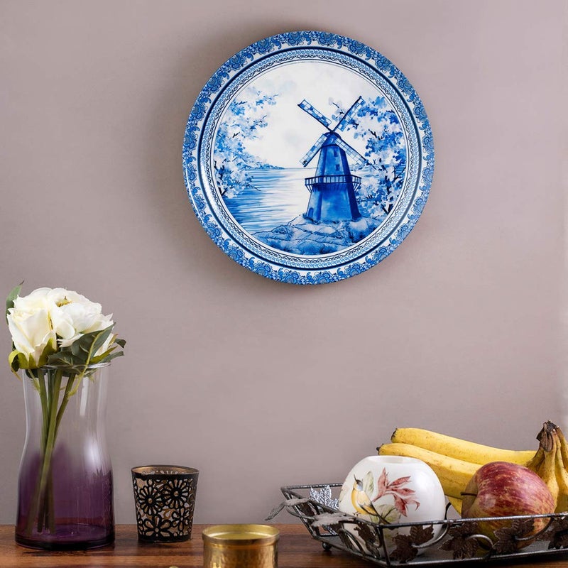 KOLOROBIA KOLOROBIA Decorative Wall PlateStand Metal HookPottery Inspired Blue TowerHanging Wall Plate 7inch Gift Box Packaging Ceramic Wall Plate for Wall Dcor I Home Dcor I Living Room I Office  - Image 3