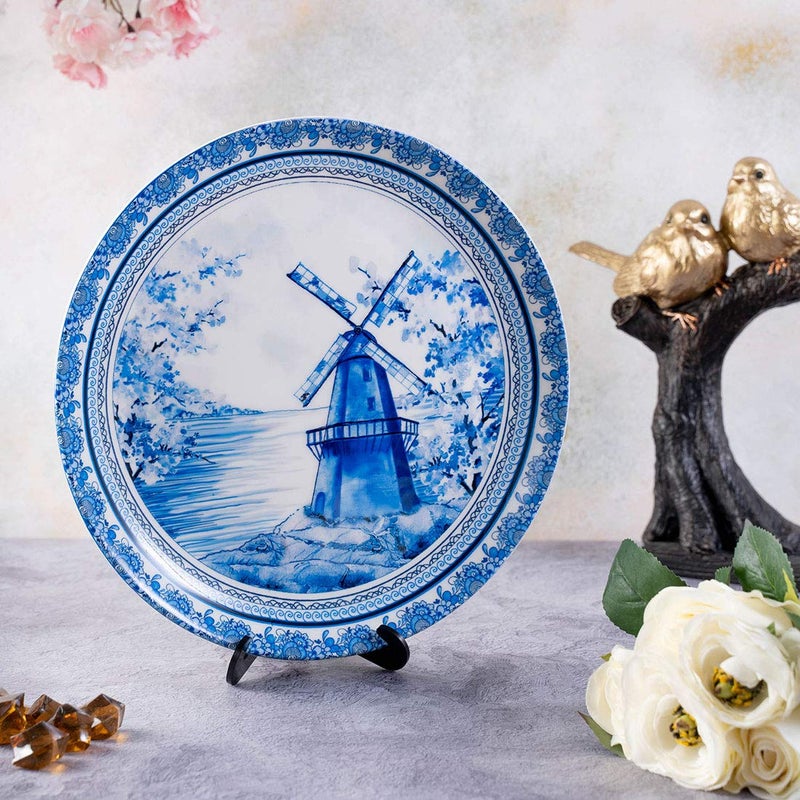 KOLOROBIA KOLOROBIA Decorative Wall PlateStand Metal HookPottery Inspired Blue TowerHanging Wall Plate 7inch Gift Box Packaging Ceramic Wall Plate for Wall Dcor I Home Dcor I Living Room I Office  - Image 2