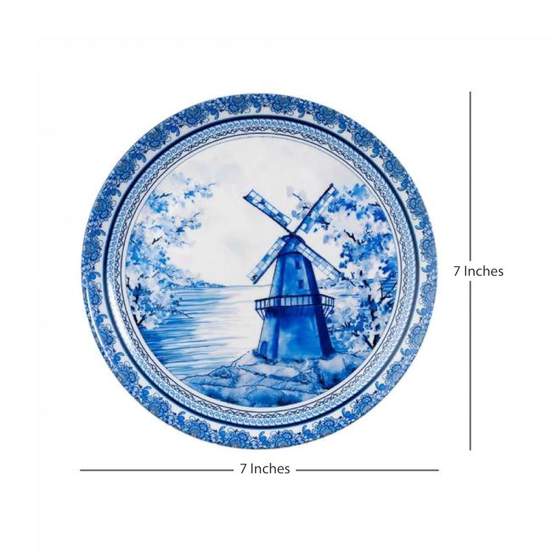 KOLOROBIA KOLOROBIA Decorative Wall PlateStand Metal HookPottery Inspired Blue TowerHanging Wall Plate 7inch Gift Box Packaging Ceramic Wall Plate for Wall Dcor I Home Dcor I Living Room I Office  - Image 4