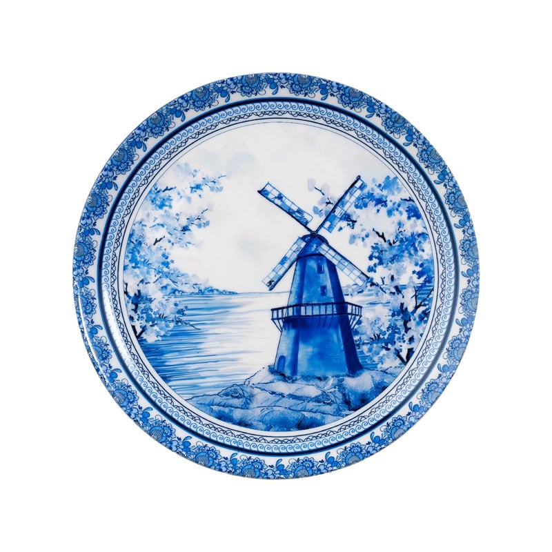 KOLOROBIA KOLOROBIA Decorative Wall PlateStand Metal HookPottery Inspired Blue TowerHanging Wall Plate 7inch Gift Box Packaging Ceramic Wall Plate for Wall Dcor I Home Dcor I Living Room I Office  - Image 1