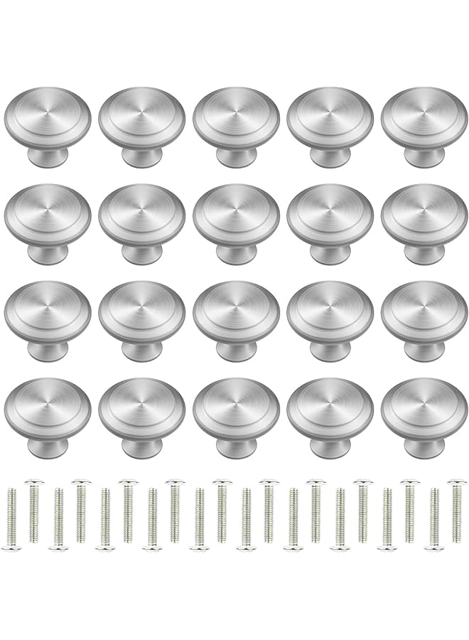 The Bros 20 PCS Round Drawer Knobs, Cabinet Hardware with 20 Screws, Stainless Furniture Pull Handle for Furniture Drawer Wardrobes Bathroom - Image 1