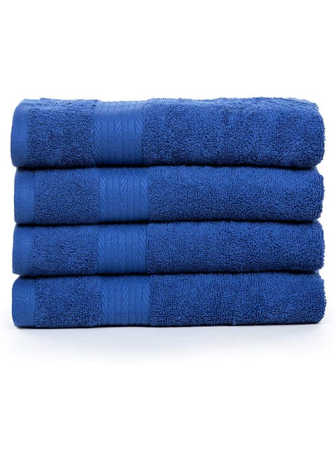 TIQH Bamboo Cotton Super Soft Hand Gym Workout Towel 500 GSM Set of 4 Navy Blue