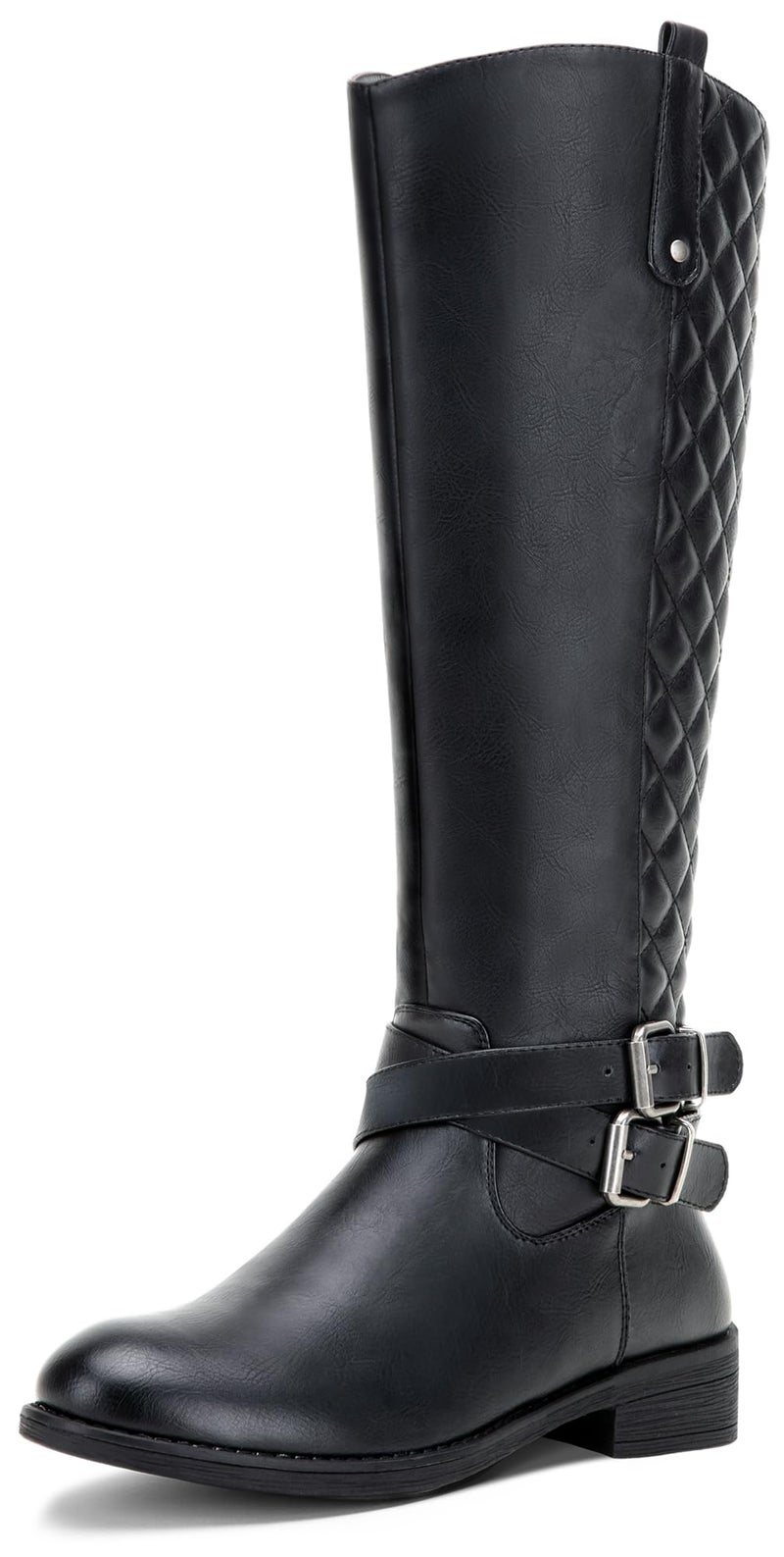 Vepose Women's Black Knee High Boots, Tall Riding Boots with Low Heel, 949 Size 8.5 US - Buckle and Inside Zip (CJY949 Black 08.5) - Image 1