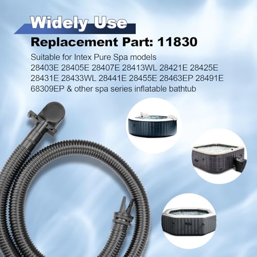 PROSOCOOL 11830 Spa Cover Inflation Hose Replacement for Intex Pure Spa Hot tub Air Hose, Portable Spa Tub Inflate Tube with 12773 Pump Adapter - Black - Image 3
