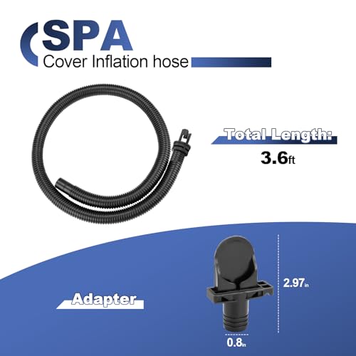 PROSOCOOL 11830 Spa Cover Inflation Hose Replacement for Intex Pure Spa Hot tub Air Hose, Portable Spa Tub Inflate Tube with 12773 Pump Adapter - Black - Image 2