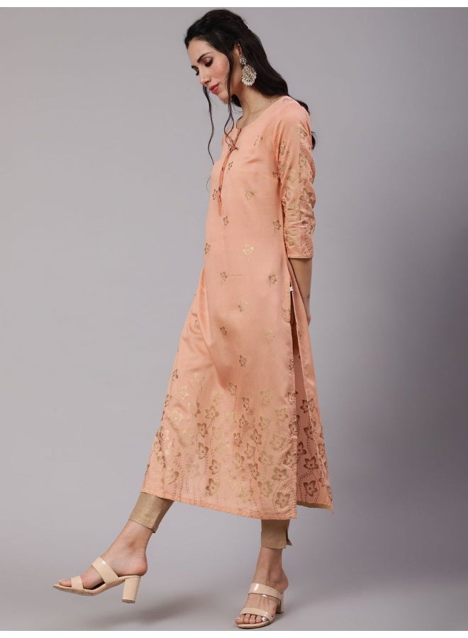 AKS Peach Foil printed Kurta - Image 5