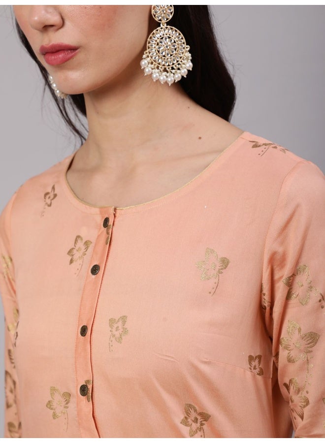 AKS Peach Foil printed Kurta - Image 2