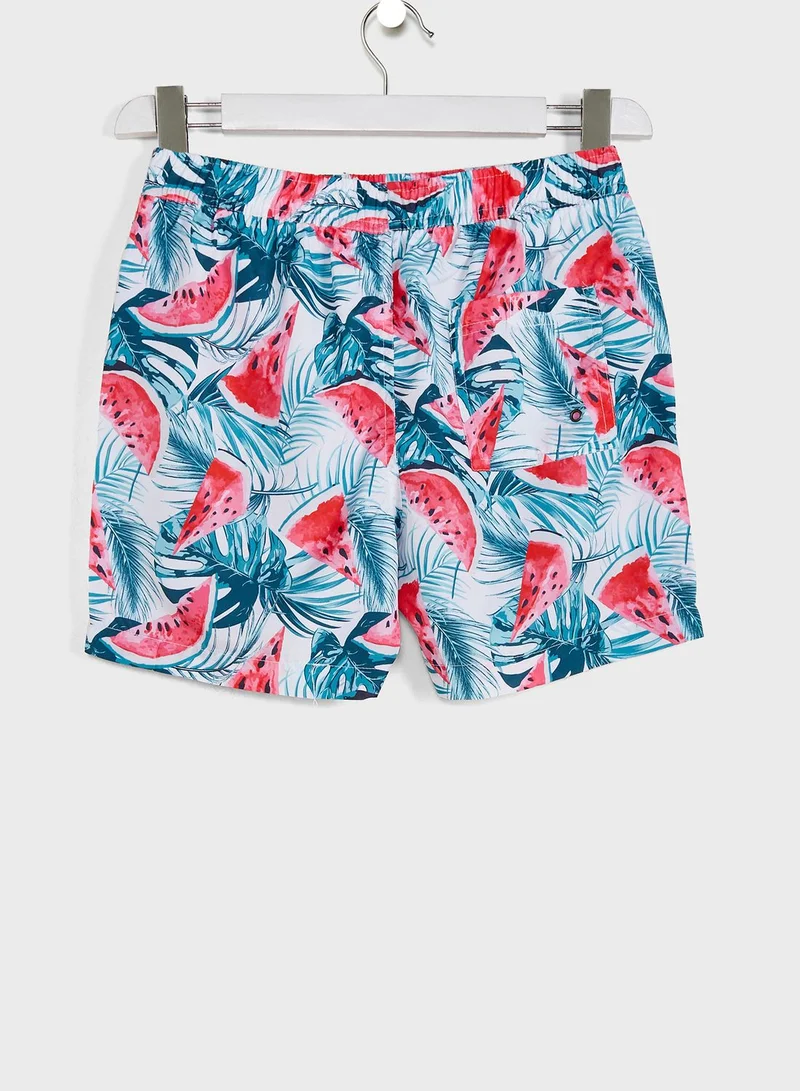 BRAVE SOUL Boys Swim Shorts With Watermelon Prints All Over
