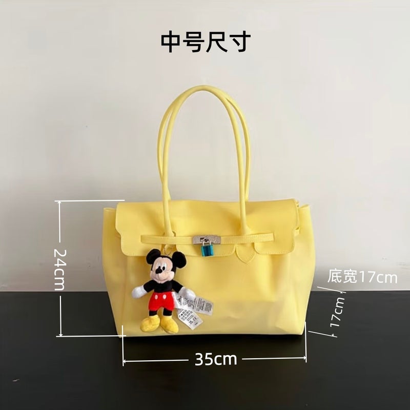 Medium Jelly Tote Bag for Women, Large Capacity PU Handbag - Image 4