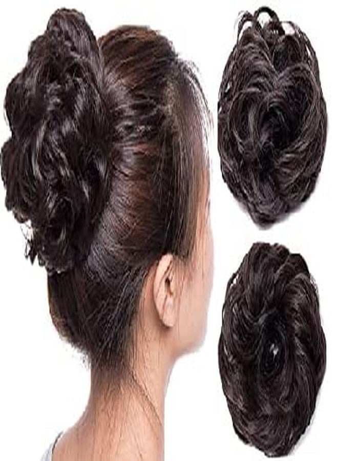KYNA Synthetic Hair Frill Extension Messy Bun Styling Accessories For Girls And Women Set Of 2 Ruffle Juda (Black Colour) - Image 1