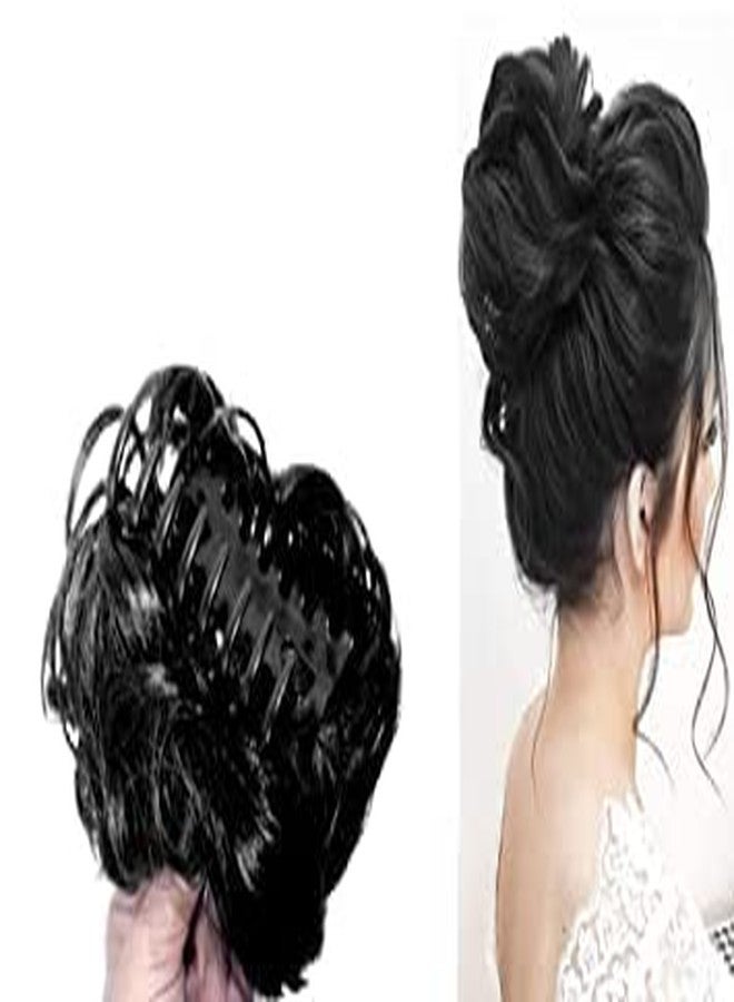 KYNA Synthetic Hair Frill Extension Messy Bun Styling Accessories For Girls And Women Set Of 2 Ruffle Juda (Black Colour) - Image 4