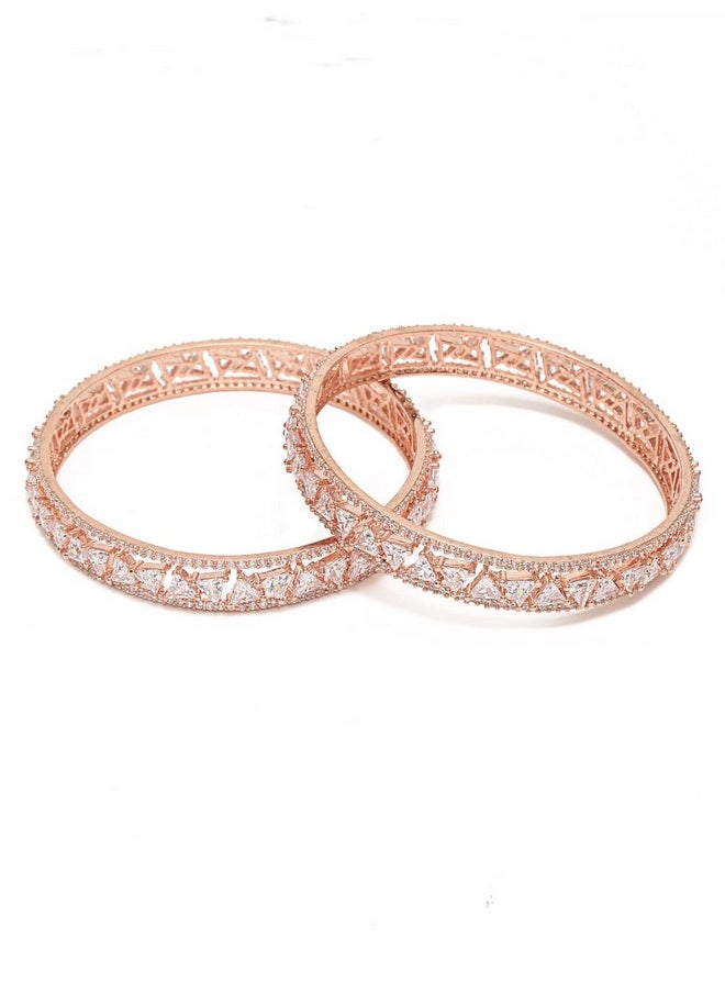 YouBella YouBella Jewellery Stylish Rose Gold Plated American Diamond Studded Bangles for Girls and Women (YBBN_91891) (Rose Gold) (2.6)  - Image 1