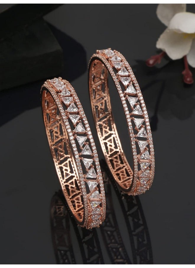 YouBella YouBella Jewellery Stylish Rose Gold Plated American Diamond Studded Bangles for Girls and Women (YBBN_91891) (Rose Gold) (2.6)  - Image 2