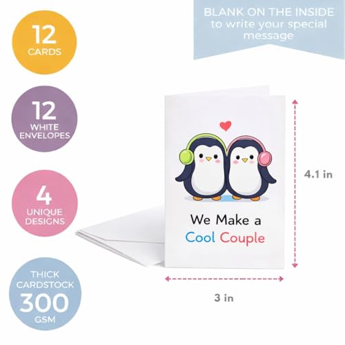 Brandian Cute Doodle Notecards – Set of 12 Fun Thank You & Greeting Cards with White Envelopes | Blank Inside | All Occasions - Image 3