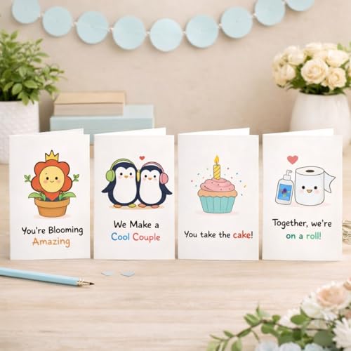 Brandian Cute Doodle Notecards – Set of 12 Fun Thank You & Greeting Cards with White Envelopes | Blank Inside | All Occasions - Image 1