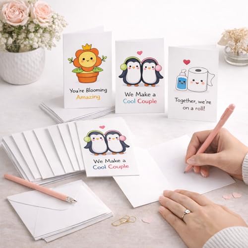 Brandian Cute Doodle Notecards – Set of 12 Fun Thank You & Greeting Cards with White Envelopes | Blank Inside | All Occasions - Image 4