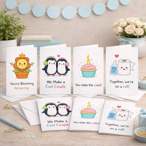 Brandian Cute Doodle Notecards – Set of 12 Fun Thank You & Greeting Cards with White Envelopes | Blank Inside | All Occasions - Image 2