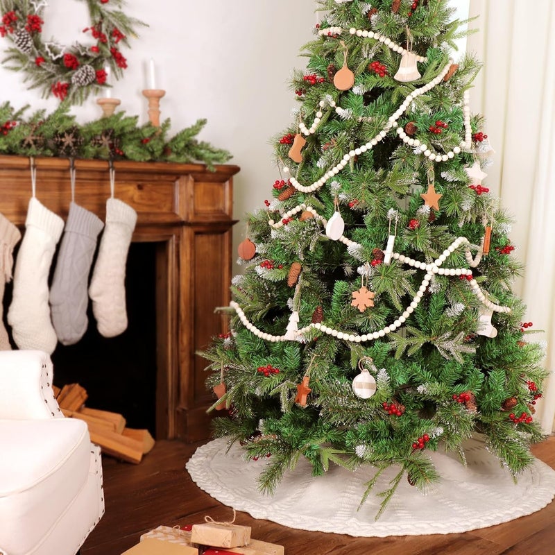 LimBridge 48 Inch Christmas Tree Skirt: Braided Cable Knit Tree Skirt for 7.5FT Tree, Cream White Tree Skirt, Vintage Tree Skirts, Rustic Farmhouse Christmas Decorations - Image 5