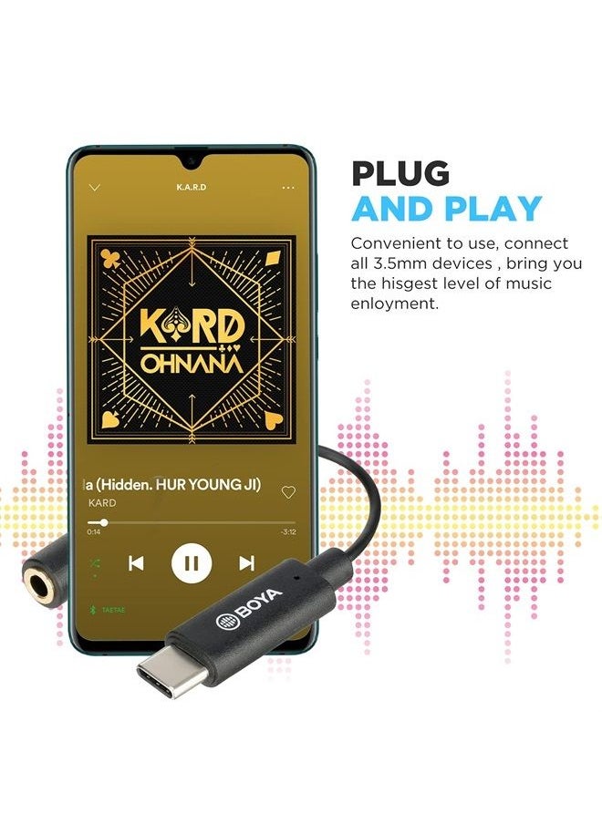 BOYA - Audio Cable 3.5mm TRRS Female to Android Phone Type-C for Smartphone Samsung Galaxy Wired Wireless Lavalier Microphone (by-XM6 BY-BM3011 etc.) Connected to Tablet with USB Type-C Port by-K4 - Image 1