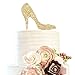 LINGTEER High Heel Gold Rhinestone Crystal Cake Topper Perfect for Birthday Wedding Anniversary Party Keepsake Sparkle Decoration - Image 2