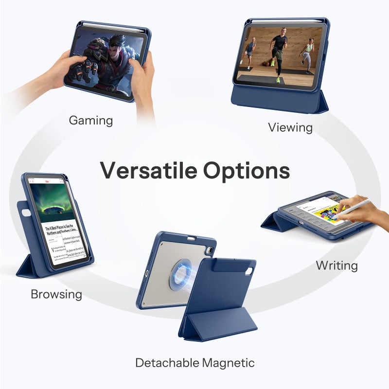 SPARIN Case for iPad mini 7 A17 Pro 2024/iPad Mini 6 2021 8.3 Inch, Detachable Magnetic Cover, Portrait/Landscape Stand with Pencil Holder, Support Auto Wake/Sleep (Navy Blue) - Image 3