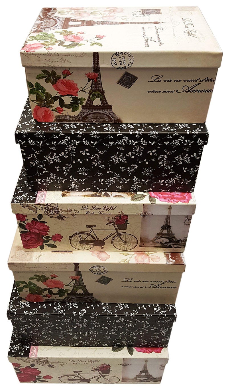 ALEF Paris Extra Large Nesting Storage Boxes - Set of 6 - Sturdy Cardboard, Décor & Gift Giving - 6 Box Sizes, Polka Dot - Image 2