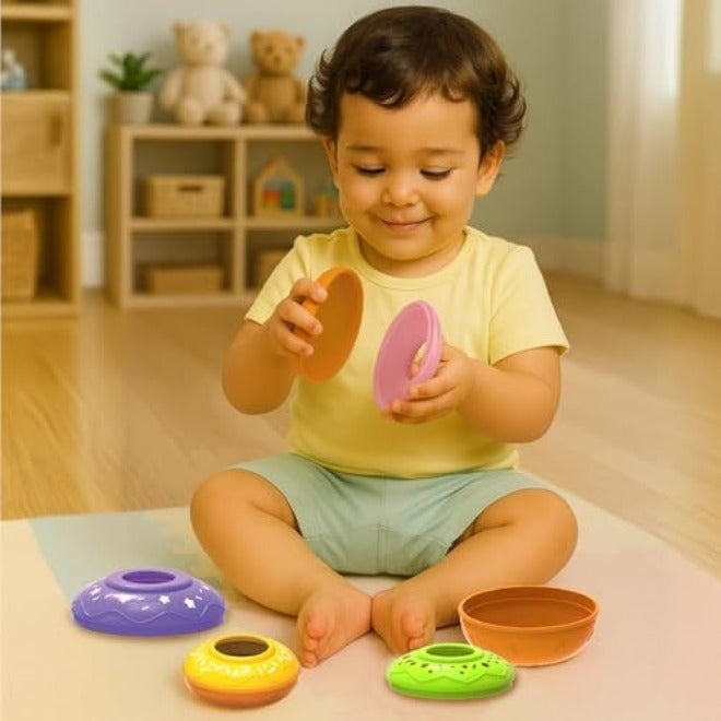 Imagimake Stacking Pots Toys | Leaps & Bounds Baby Toys for 6+ Months | Educational Toy for Toddlers, Infants | 5-in-1 Play & Learn | Stacking, Nesting, Pretend Play | Ramadan Eid Gifts for Babies - Image 4