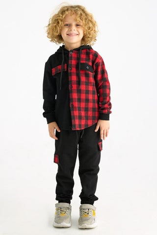 Boy Plaid Pocket Hooded Tracksuit Set - pzsku/Z3B88F66BFF625A7F0723Z/45/_/1733933862/70b5c8c2-f3b0-47a7-b79d-d1c660e27d38