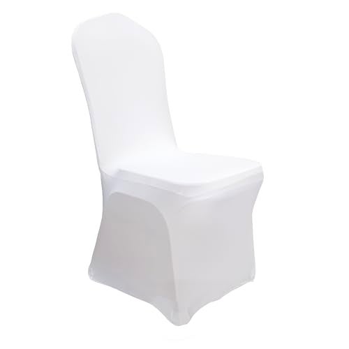 iEventStar Stretch Spandex Dining Chair Cover Covers Slicovers for Wedding Banquet Dining Room (White) - Image 1