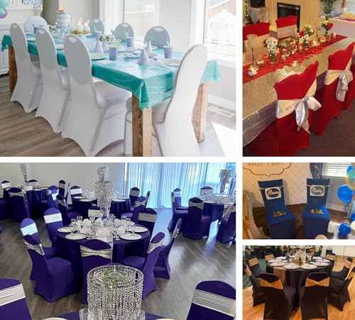 iEventStar Stretch Spandex Dining Chair Cover Covers Slicovers for Wedding Banquet Dining Room (White) - Image 5