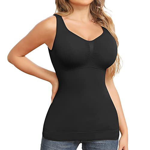 JOYSHAPER Shapewear Camisoles With Built in Bra Tummy Control Compression Tank Tops for Women Body Shaper Padded Tanks Black 2XL - Image 1