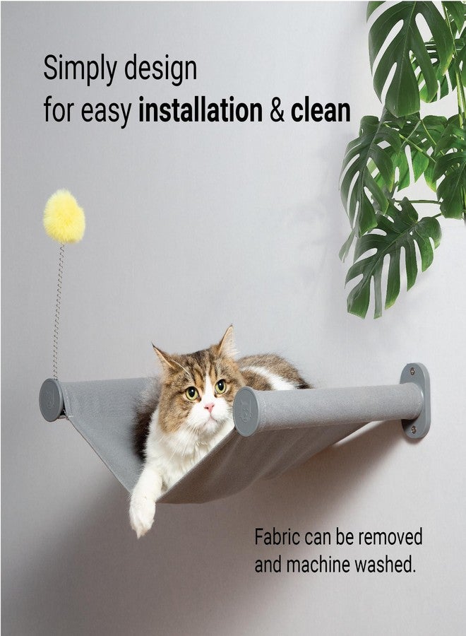 SVD.PET Wall Mounted Cat Hammock with Toy, Easy-to-insall Cat Wall Shelf with Soft Pad on This Premium Kitty Furniture, Modern Design. Easily Supports up to 40 lbs (Easy-Install, Dark Grey) - Image 2
