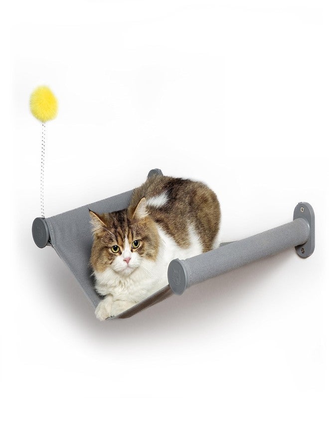 SVD.PET Wall Mounted Cat Hammock with Toy, Easy-to-insall Cat Wall Shelf with Soft Pad on This Premium Kitty Furniture, Modern Design. Easily Supports up to 40 lbs (Easy-Install, Dark Grey) - Image 1