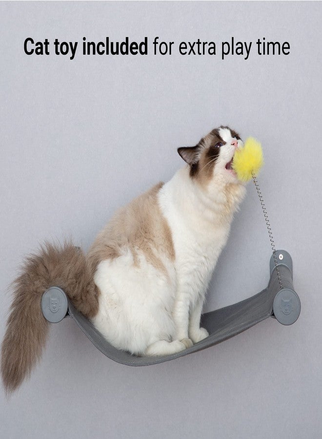 SVD.PET Wall Mounted Cat Hammock with Toy, Easy-to-insall Cat Wall Shelf with Soft Pad on This Premium Kitty Furniture, Modern Design. Easily Supports up to 40 lbs (Easy-Install, Dark Grey) - Image 3