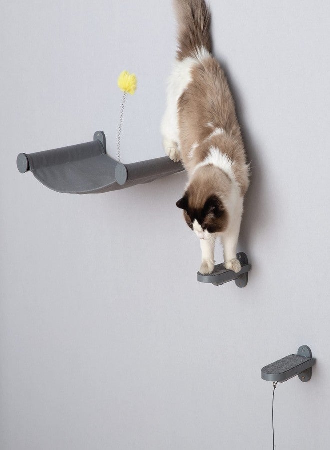 SVD.PET Wall Mounted Cat Hammock with Toy, Easy-to-insall Cat Wall Shelf with Soft Pad on This Premium Kitty Furniture, Modern Design. Easily Supports up to 40 lbs (Easy-Install, Dark Grey) - Image 4