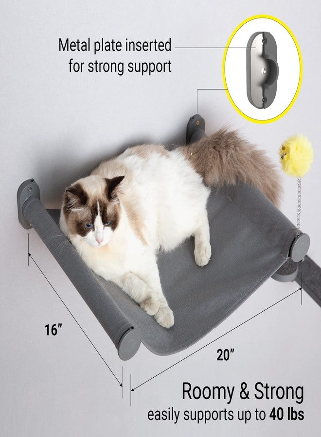SVD.PET Wall Mounted Cat Hammock with Toy, Easy-to-insall Cat Wall Shelf with Soft Pad on This Premium Kitty Furniture, Modern Design. Easily Supports up to 40 lbs (Easy-Install, Dark Grey) - Image 5