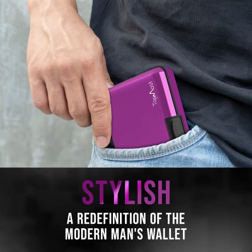TopMost Aluminum Wallet, Card Case Wallet, Metal RFID Credit Card Holder for Men & Women, 6 Cotton Slots for 12 Cards And Bills, Rfd Protective (Purple) - Image 3